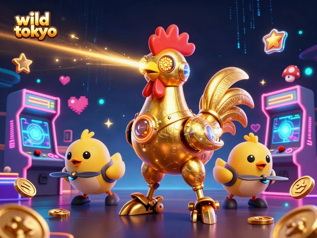 Play thrilling games at wild tokyo while experiencing excitement with cartoon robots and glowing slots!